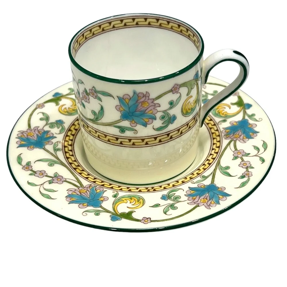 WEDGWOOD SHAH BONE CHINA: CUPS & SAUCERS, TRAY, COFFEE POT, SUGAR BOWL & CREAMER